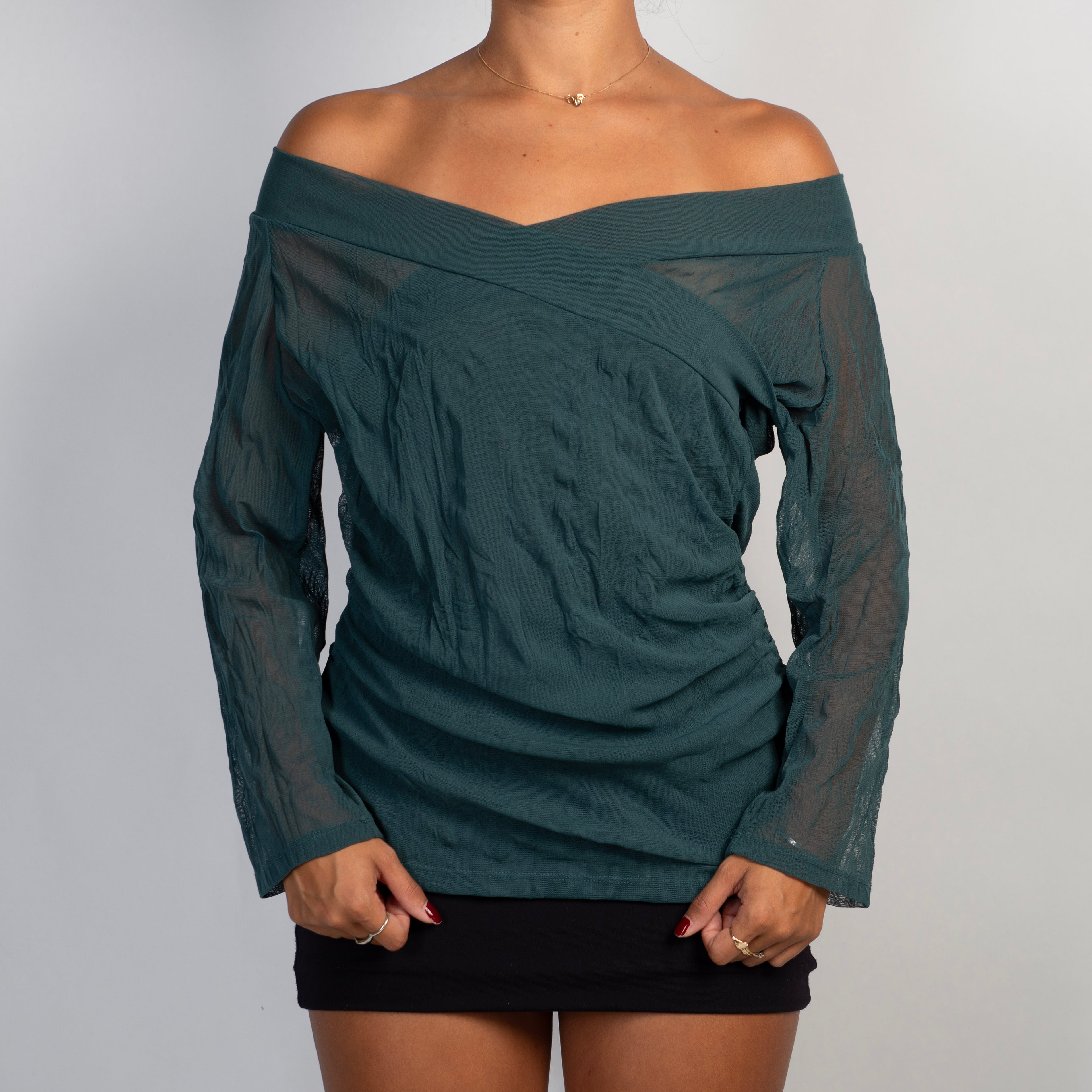 DARK TEAL MESH TOP