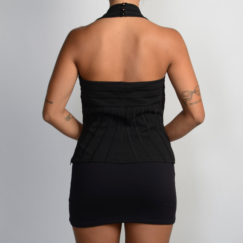 BLACK HALTER TOP