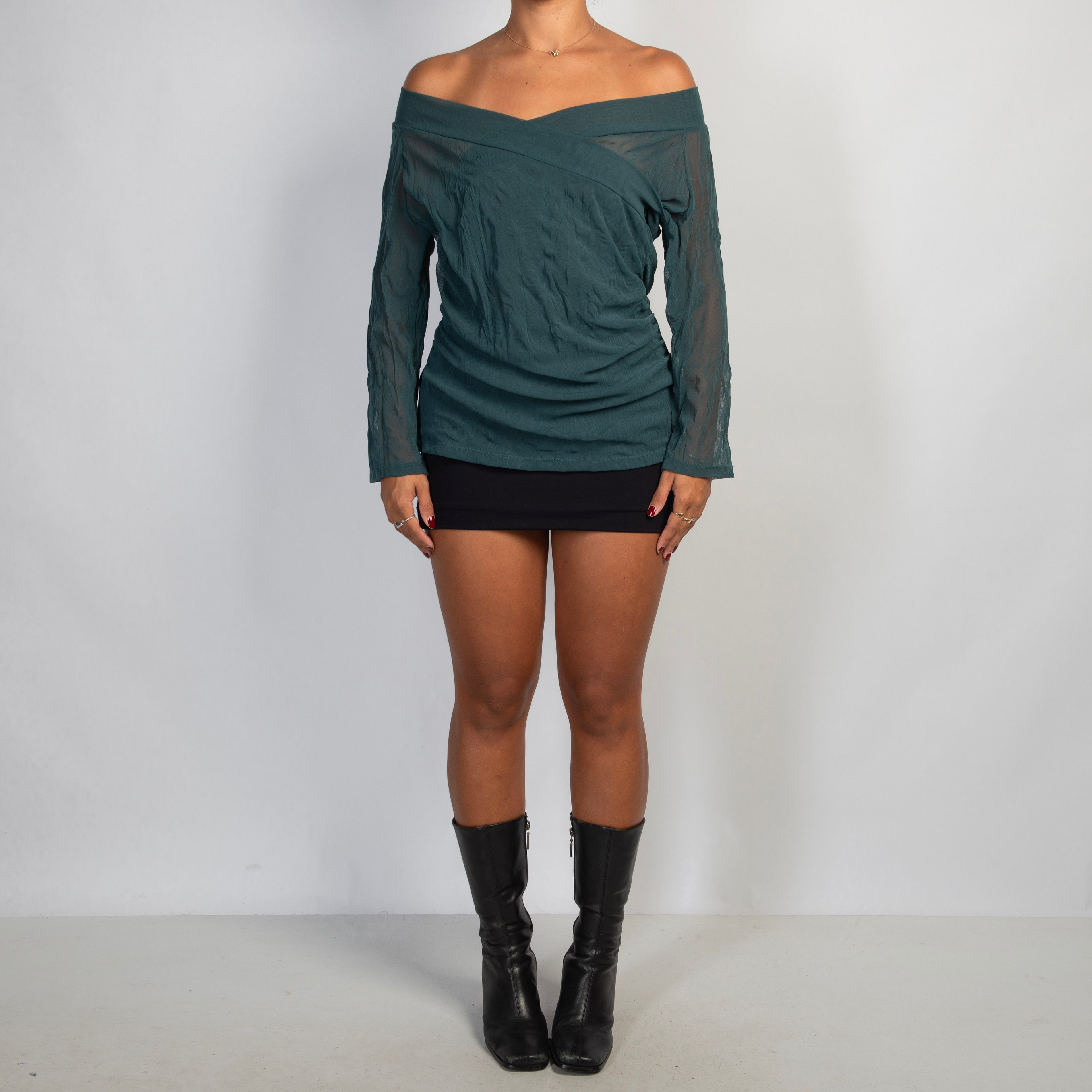 DARK TEAL MESH TOP