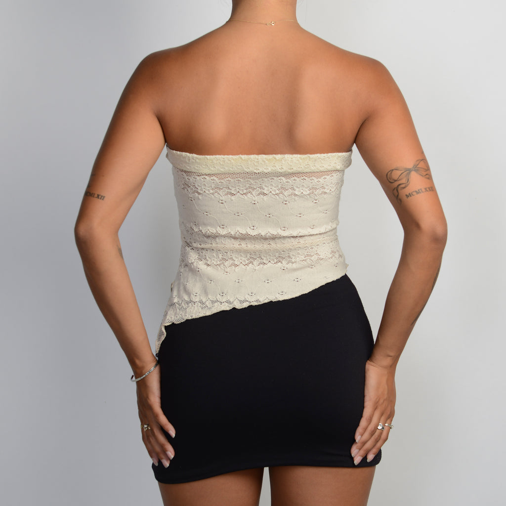 BEIGE LACE STRAPLESS TOP