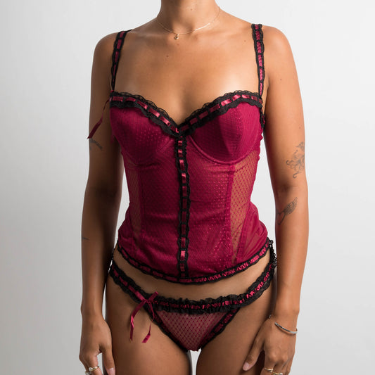 MAROON CORSET + THONG