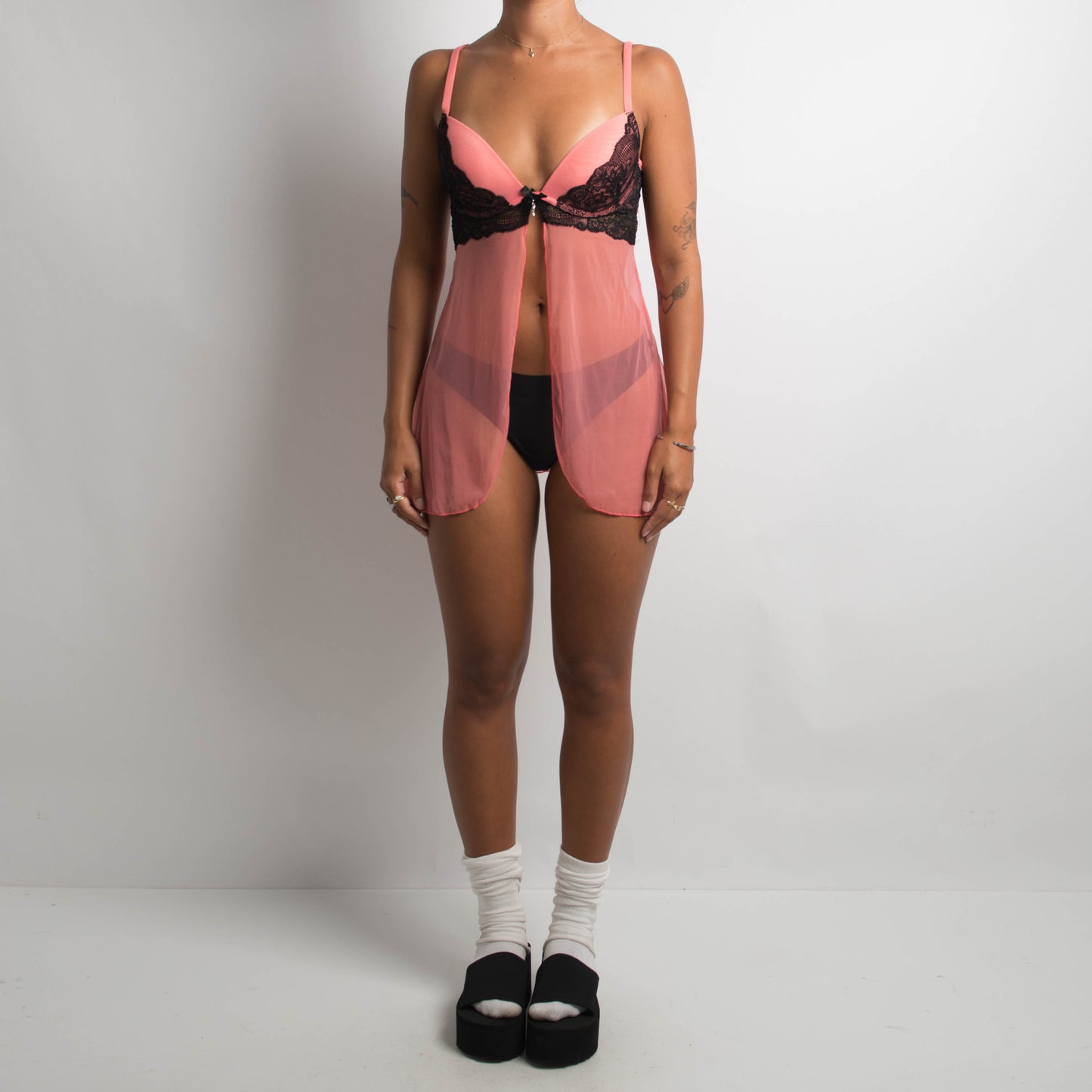 PINK SPLIT FRONT BABYDOLL