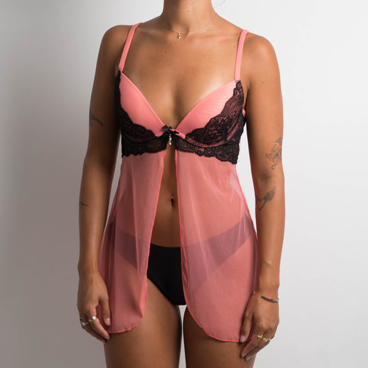 PINK SPLIT FRONT BABYDOLL