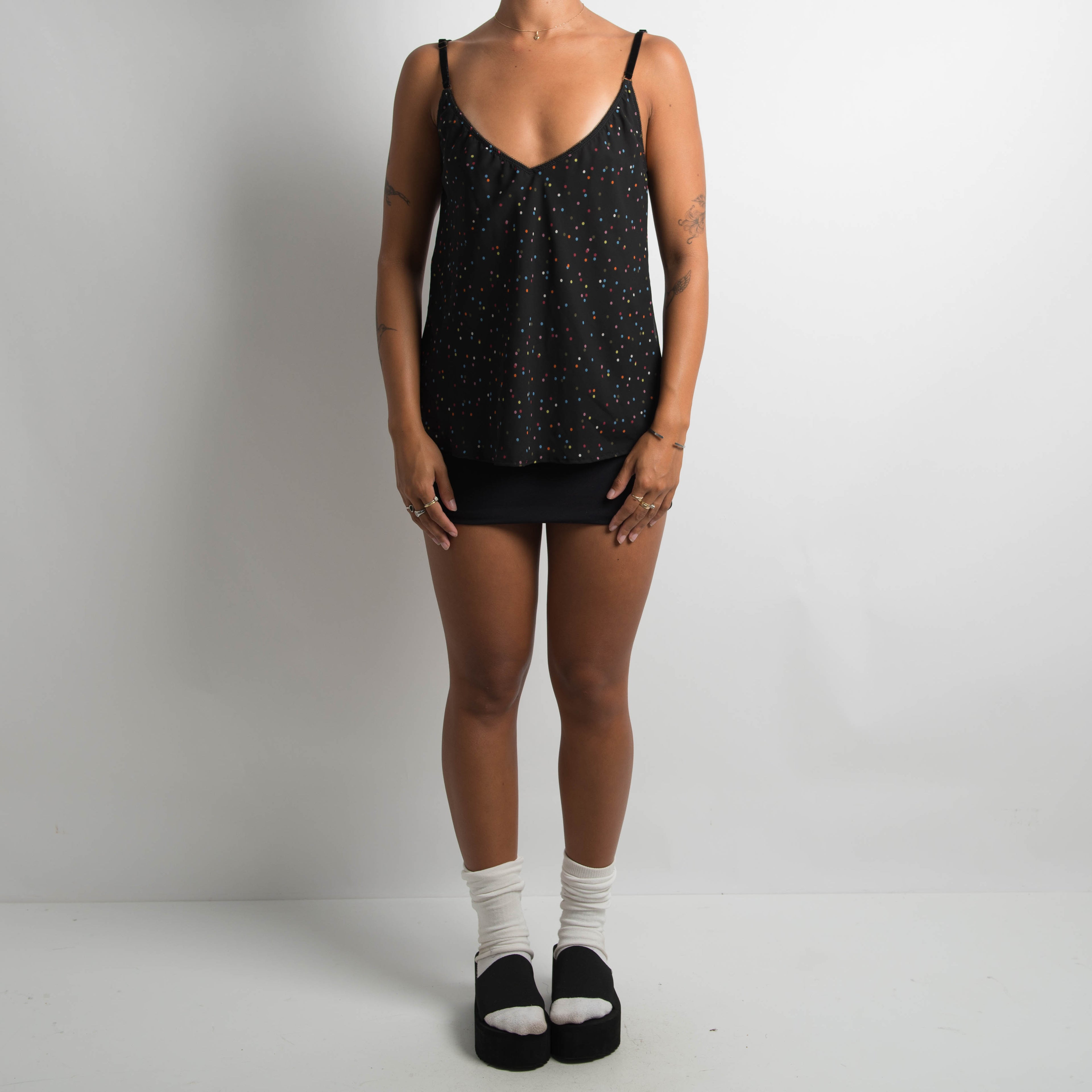 BLACK POLKA DOT CAMISOLE