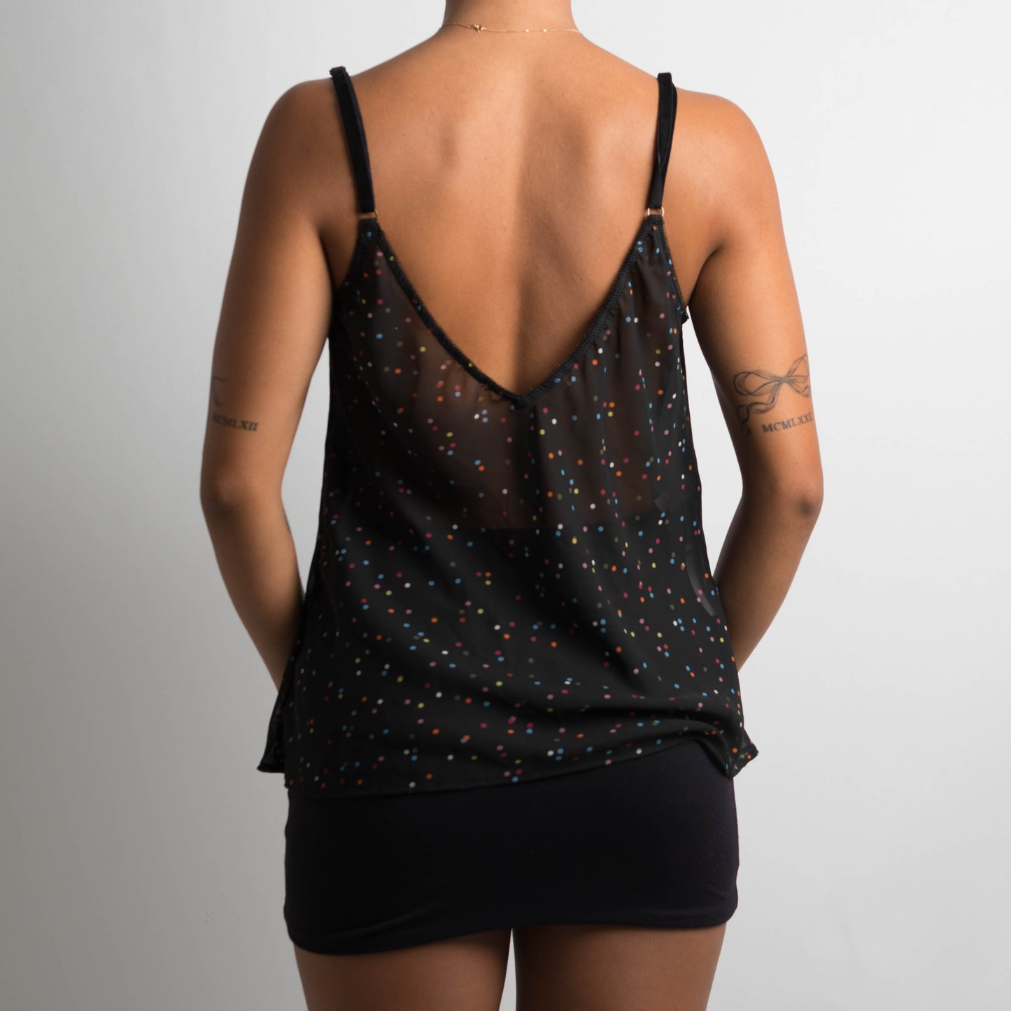 BLACK POLKA DOT CAMISOLE