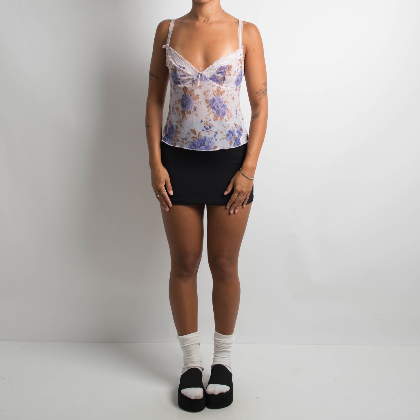 PURPLE LACE MESH CAMISOLE