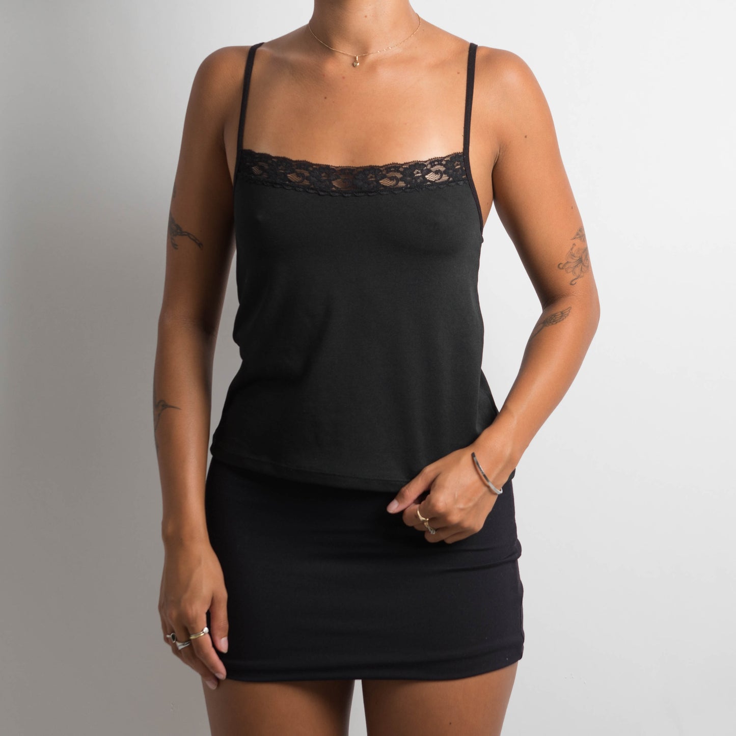 LACE TRIM BLACK CAMISOLE