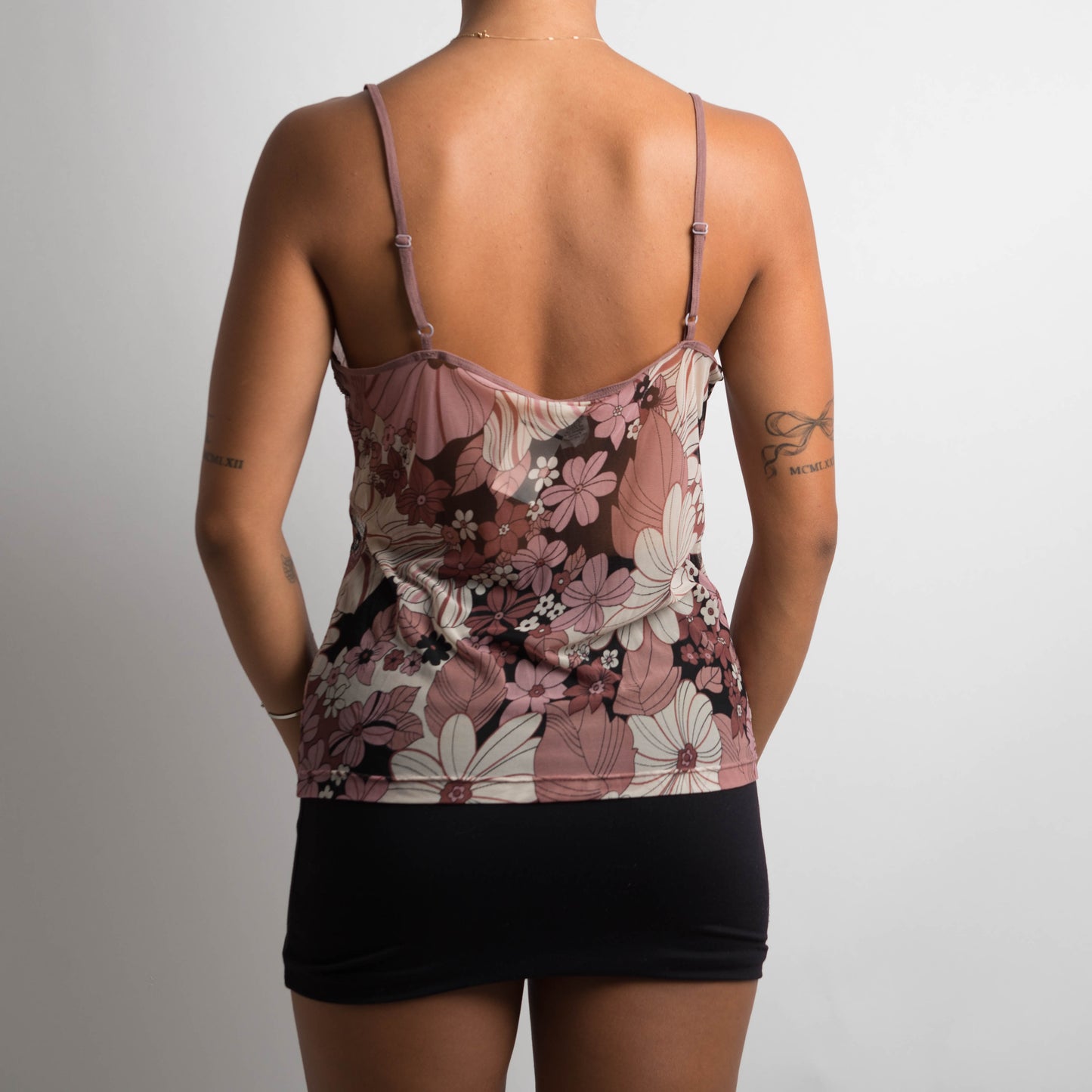 MAUVE FLORAL MESH CAMISOLE