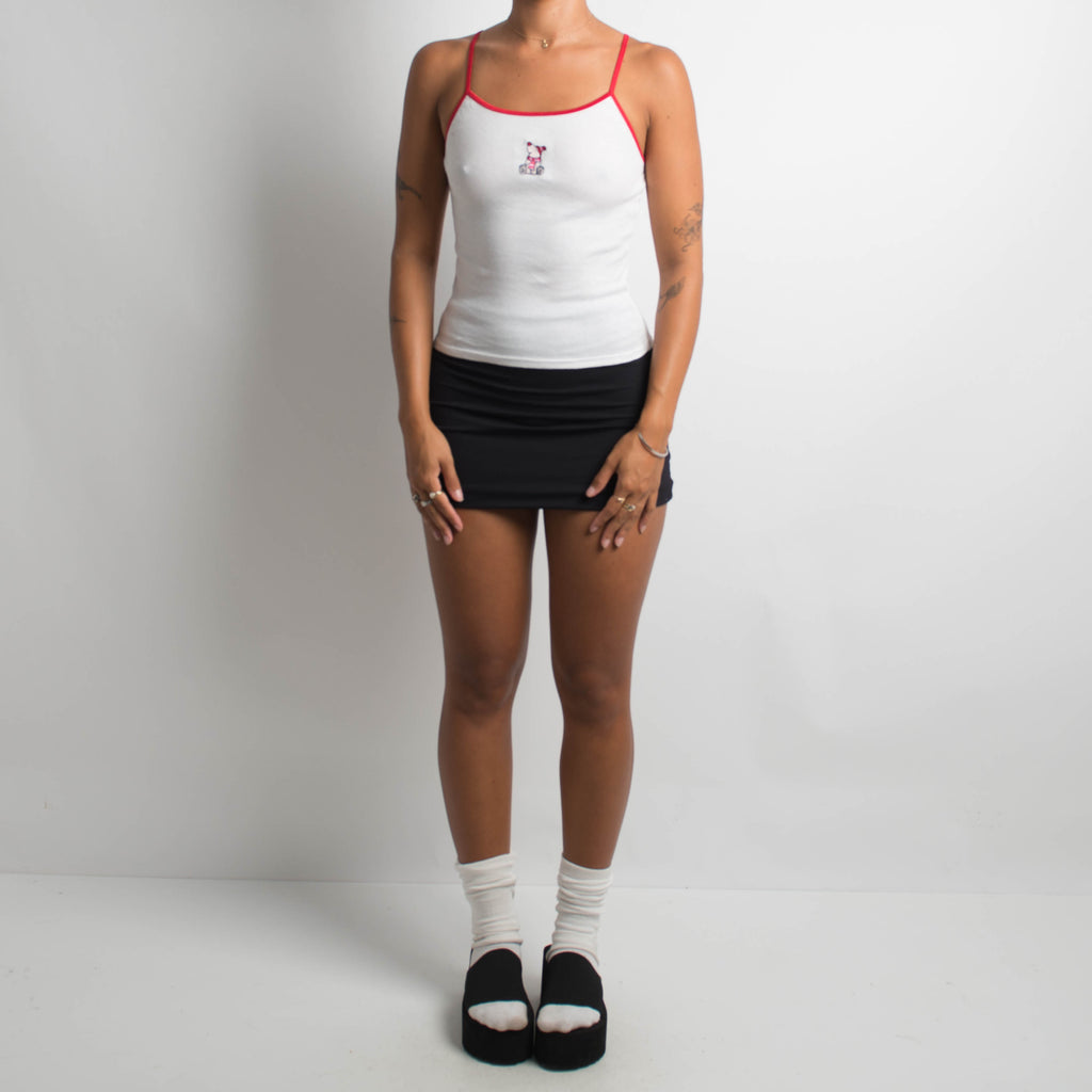 RED TRIM COTTON CAMISOLE