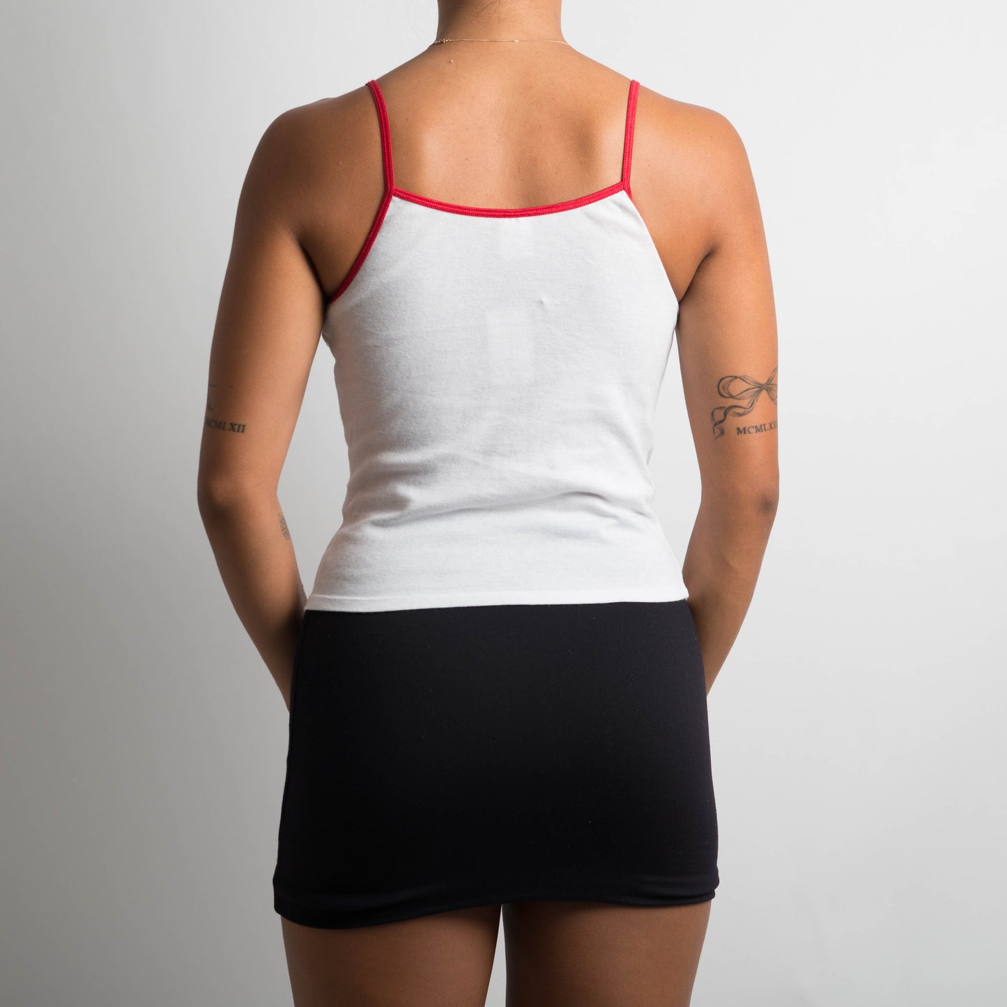 RED TRIM COTTON CAMISOLE