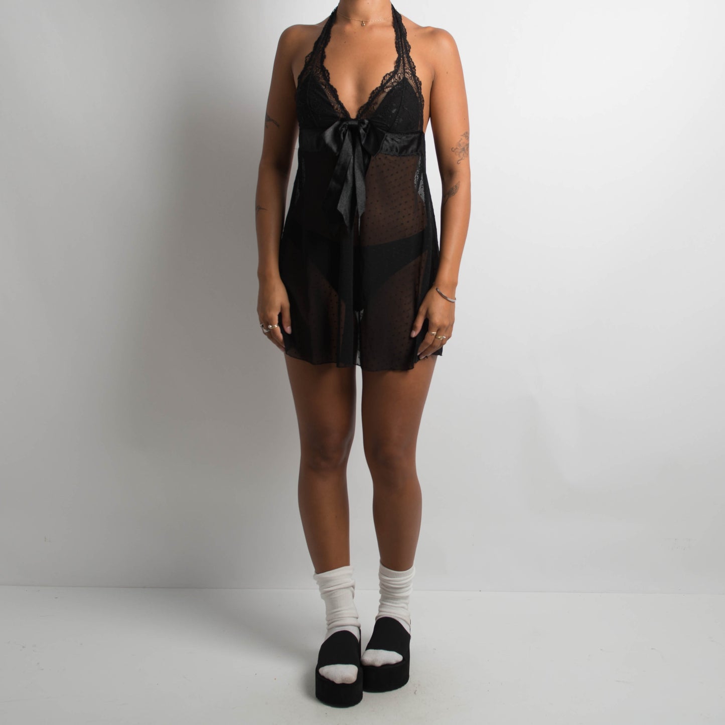 BLACK HALTERNECK CHEMISE