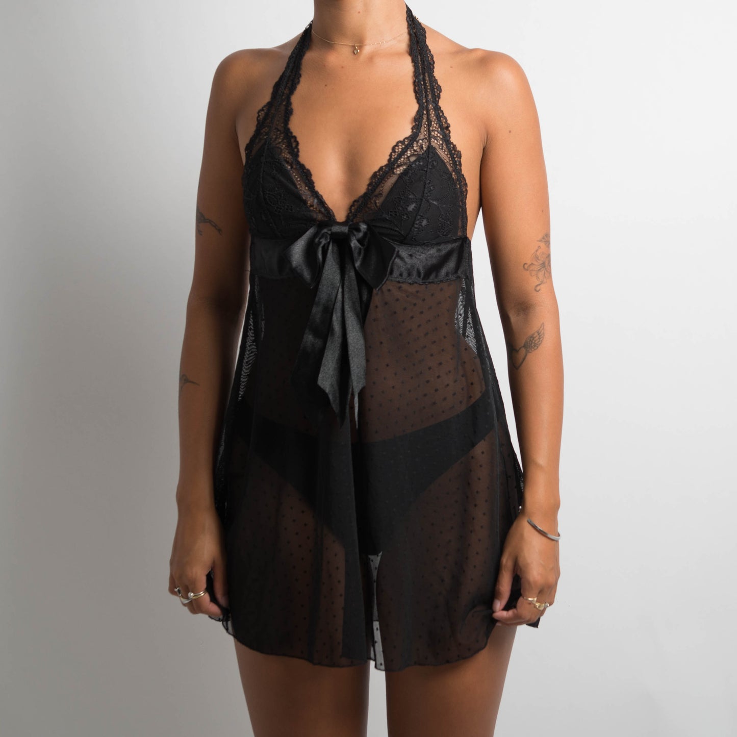 BLACK HALTERNECK CHEMISE