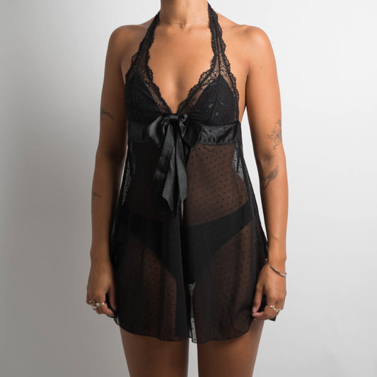 BLACK HALTERNECK CHEMISE