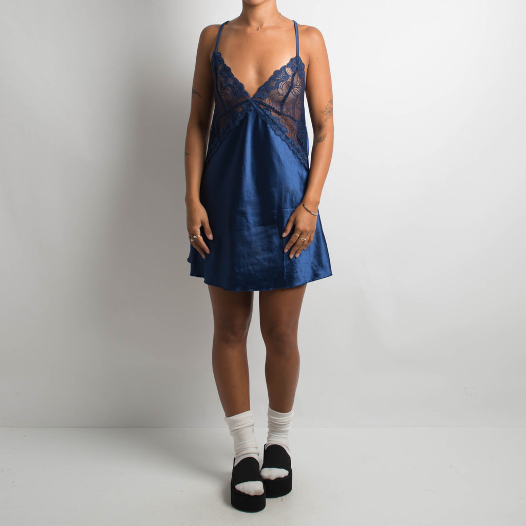 NAVY SATIN CHEMISE