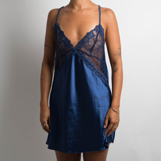 NAVY SATIN CHEMISE