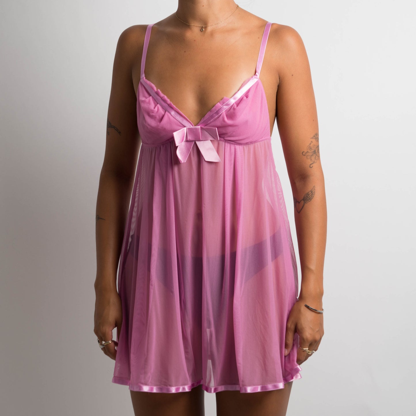 ROSE PINK MESH CHEMISE