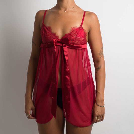 RED SPLIT FRONT BABYDOLL