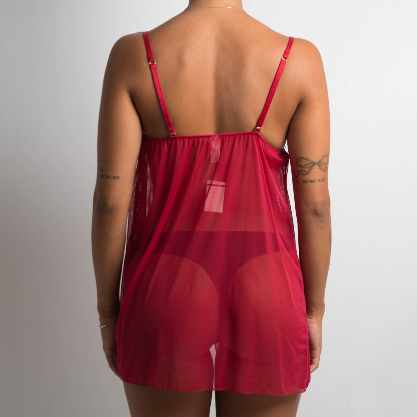 RED SPLIT FRONT BABYDOLL