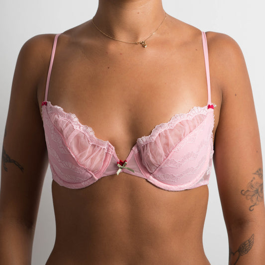 PINK MESH BRA - 34B