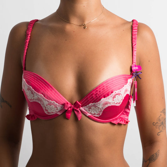 PINK SATIN BRA - 34B