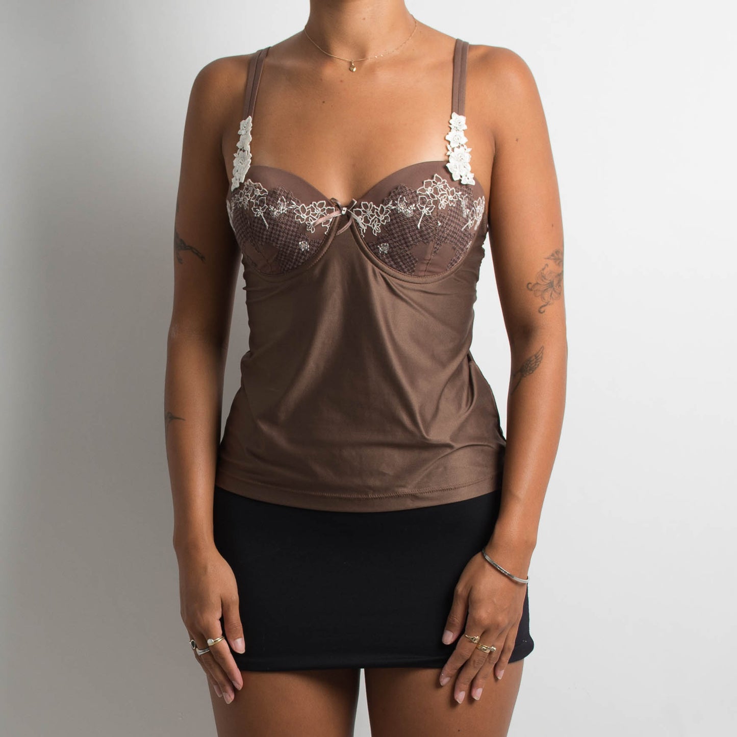 BROWN LACE BUSTIER