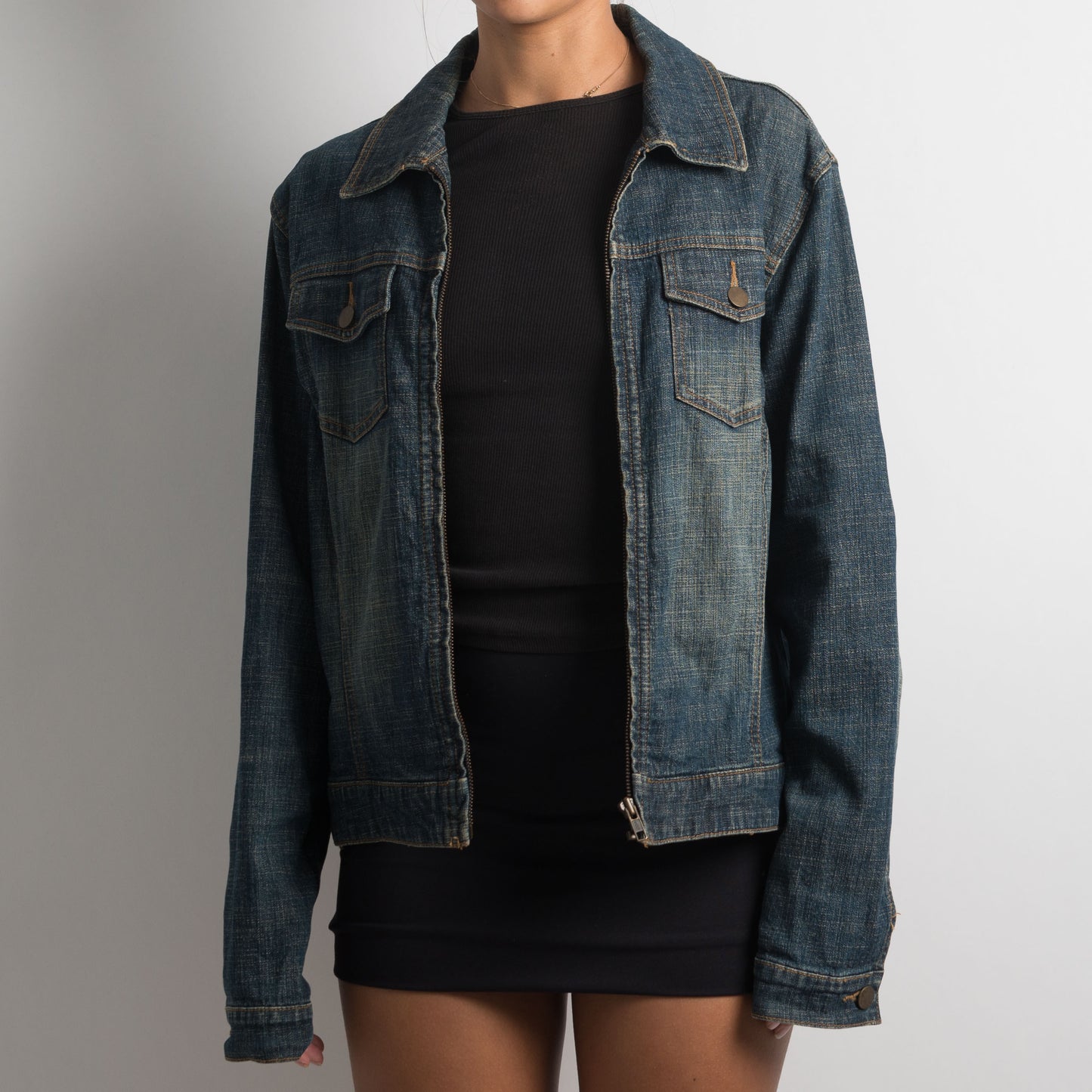 ZIP FRONT DENIM JACKET