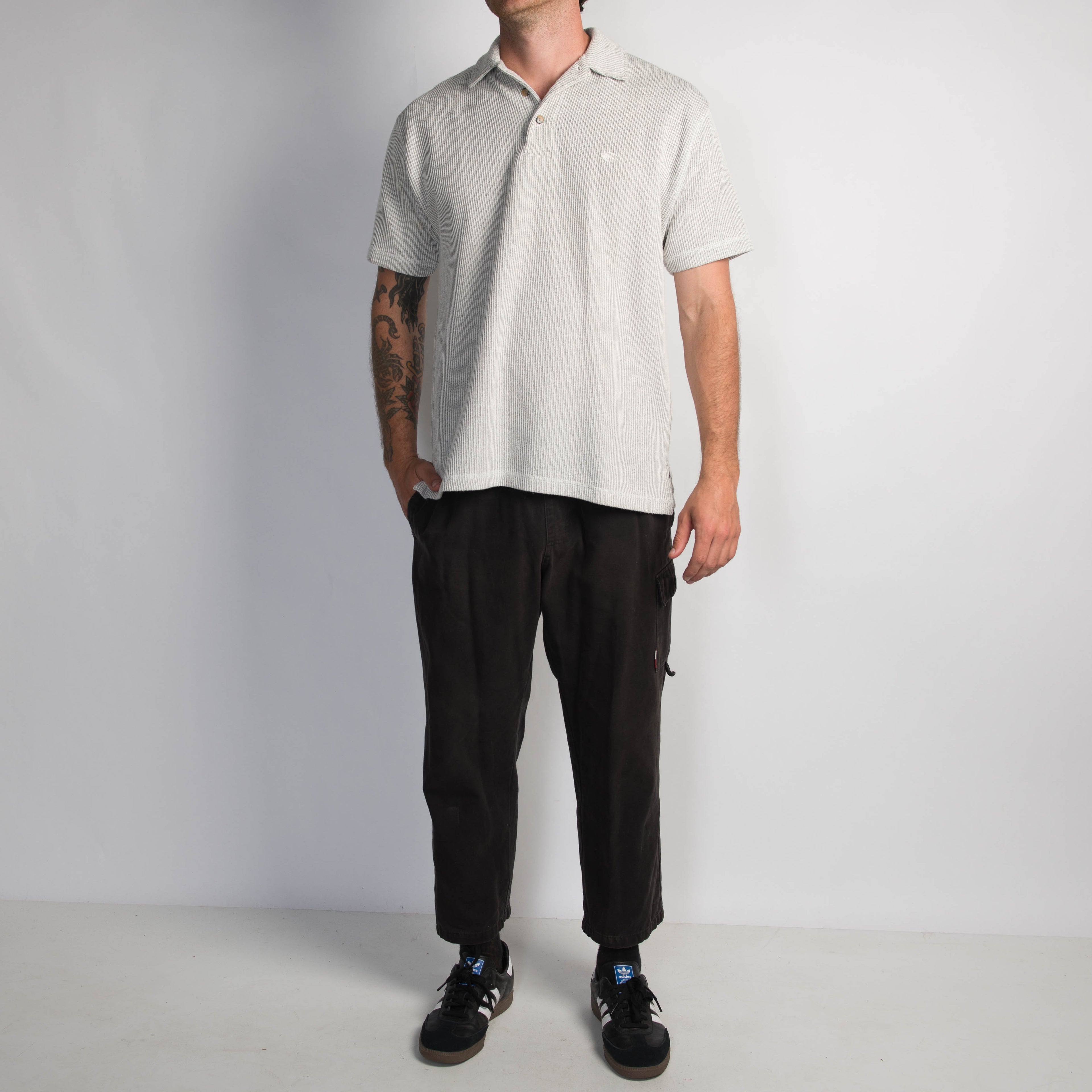 GREY KNIT POLO SHIRT