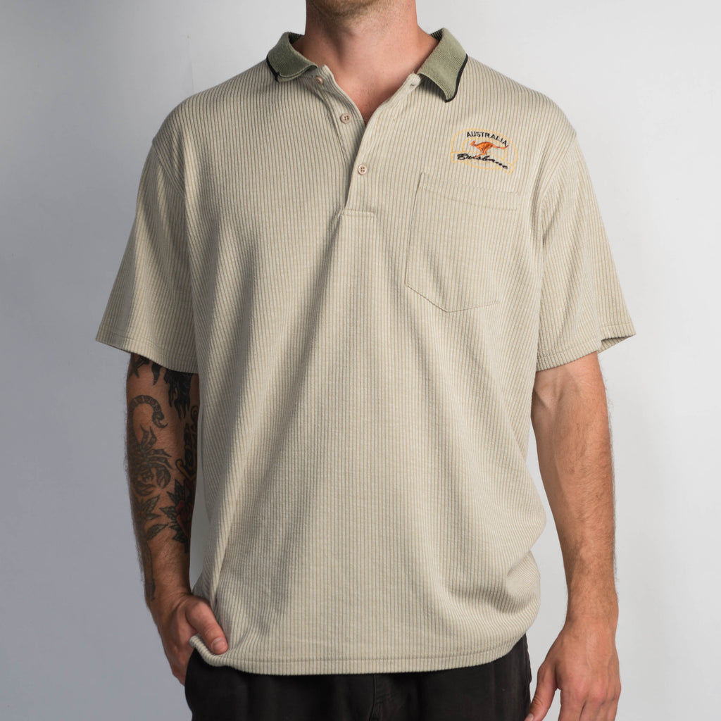 BEIGE RIB POLO SHIRT