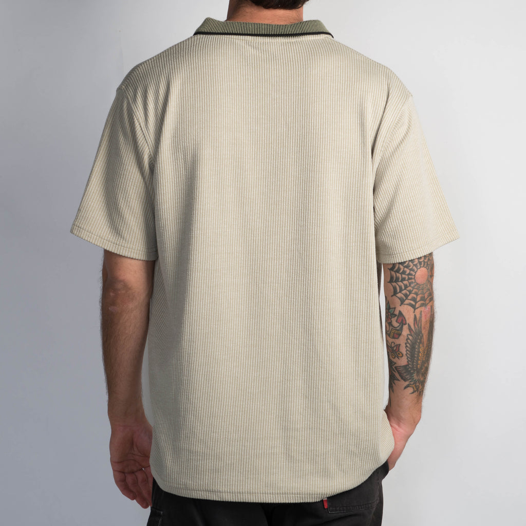 BEIGE RIB POLO SHIRT