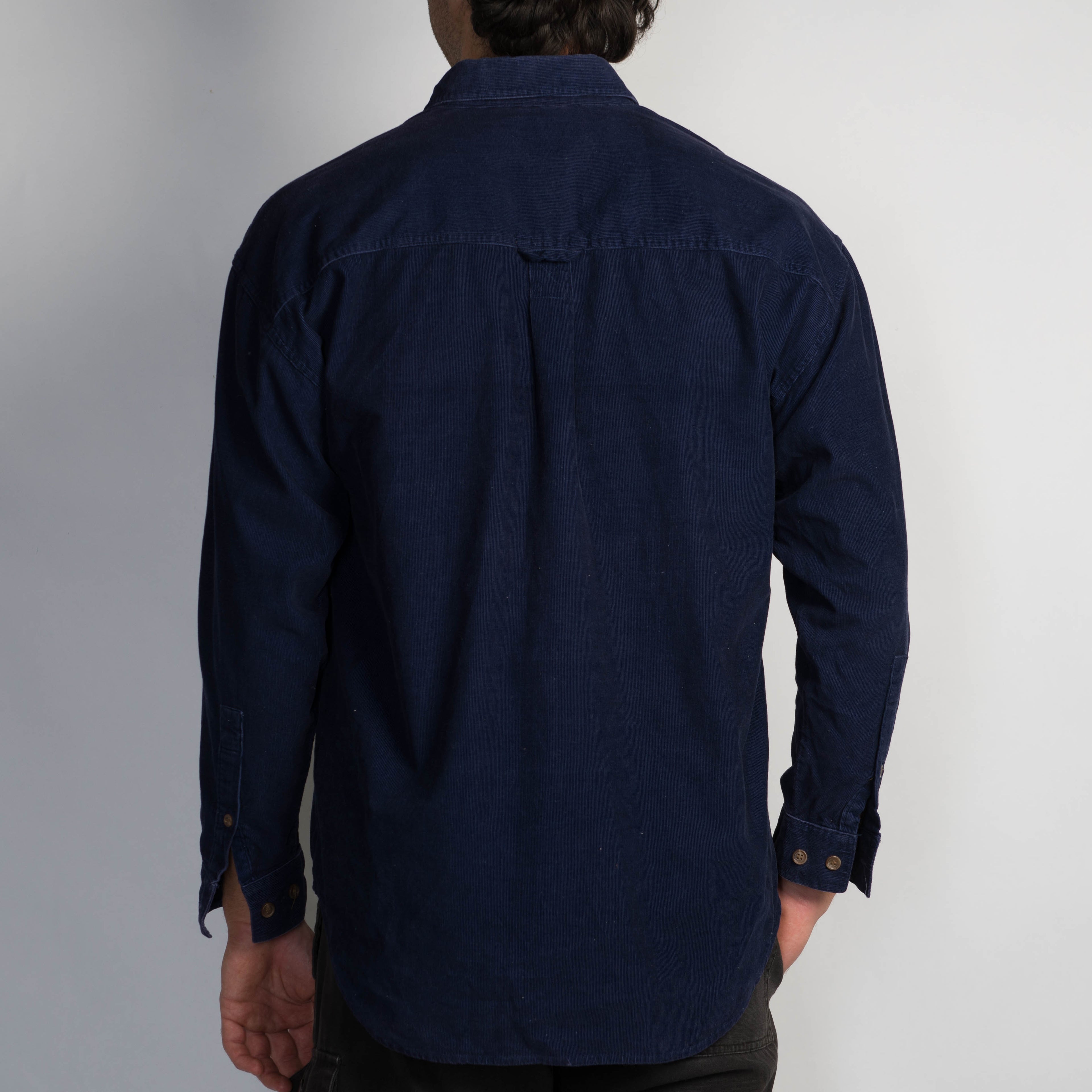 NAVY MICRO CORDUROY SHIRT
