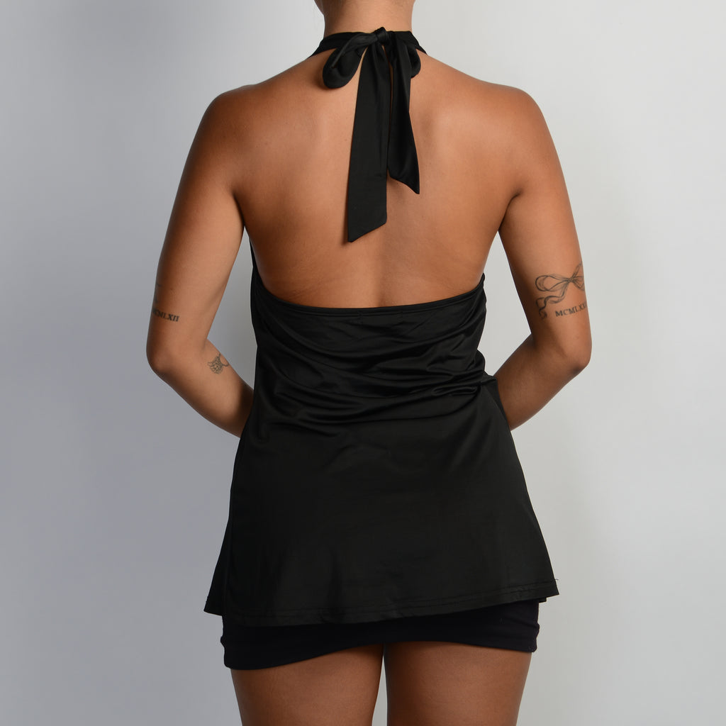 BLACK HALTER TOP