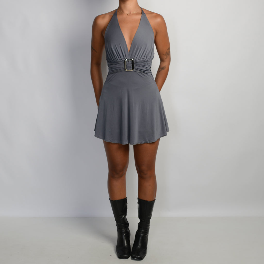 GREY BUCKLE LONGLINE TOP
