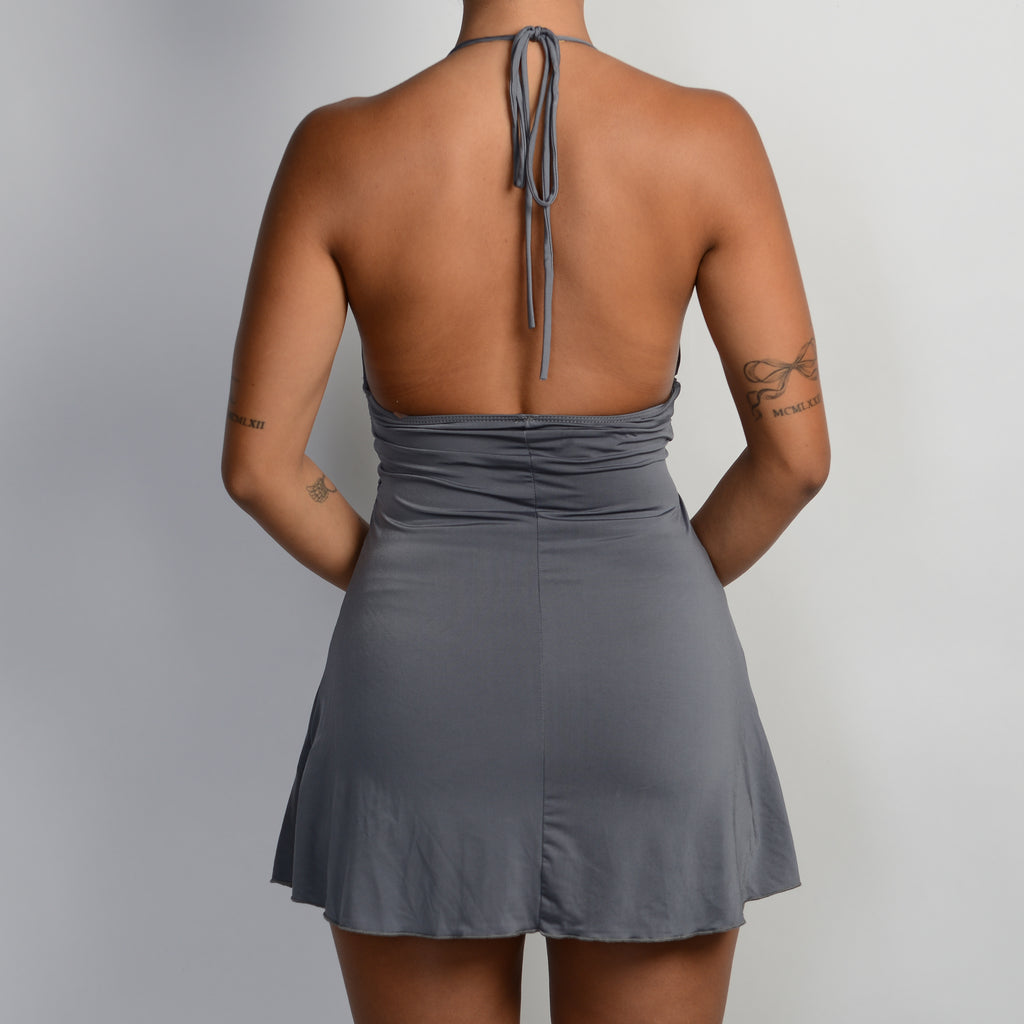 GREY BUCKLE LONGLINE TOP