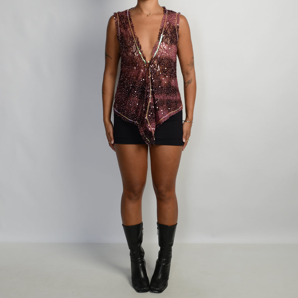 PINK SEQUIN VEST