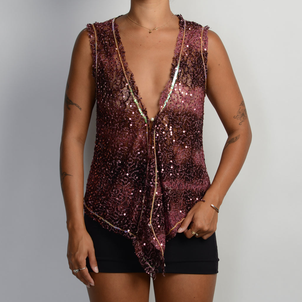 PINK SEQUIN VEST