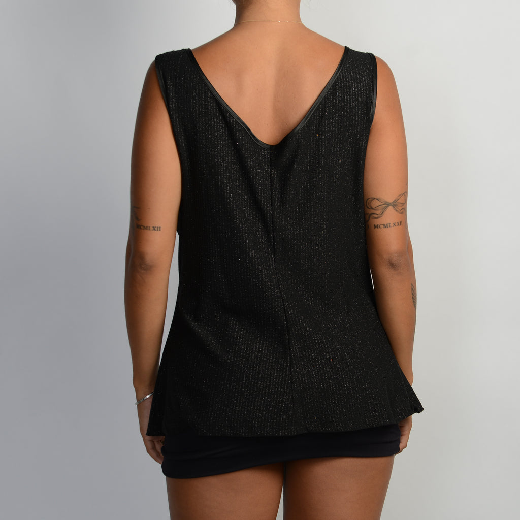 GLITTER COWL NECK TOP