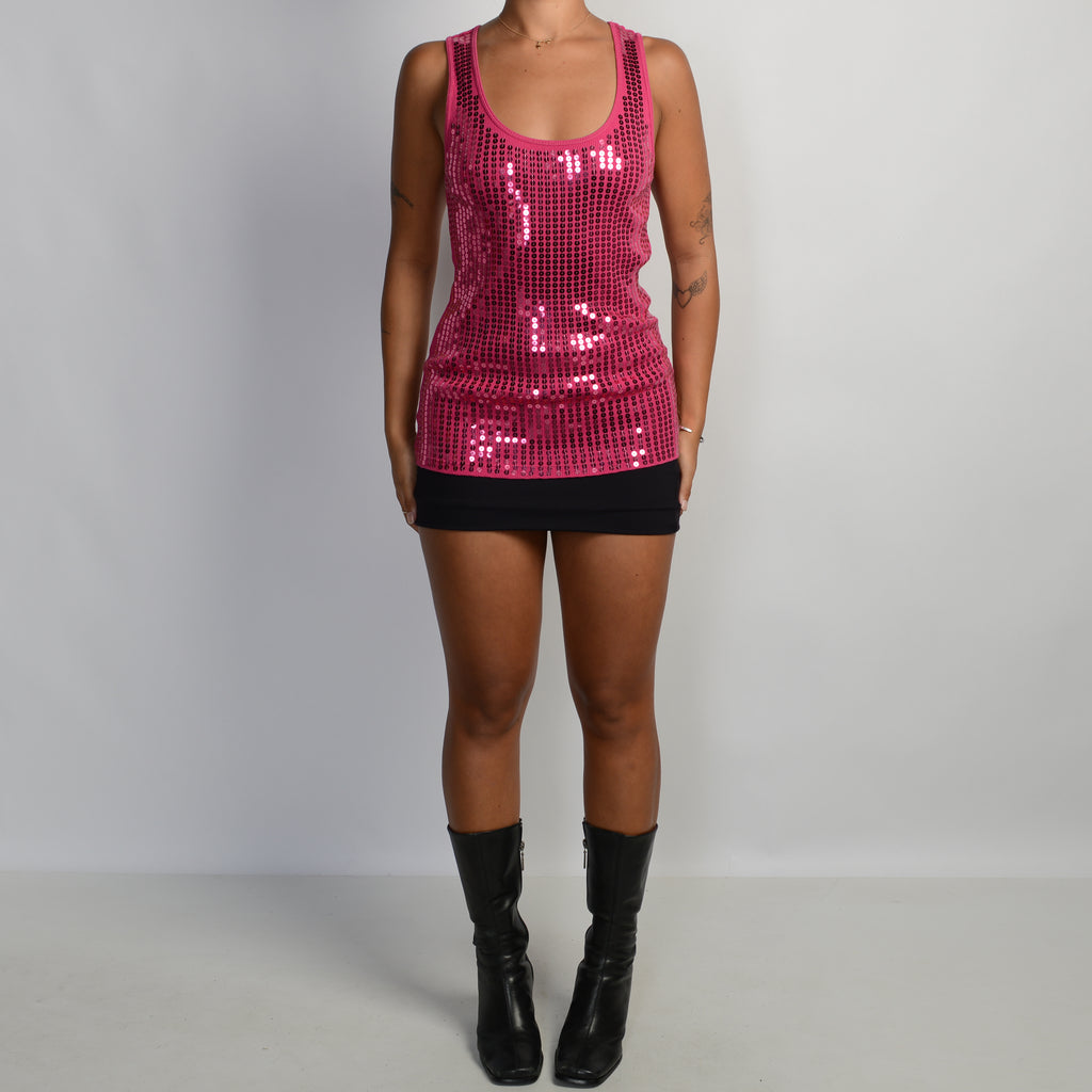 PINK SEQUIN TANK TOP
