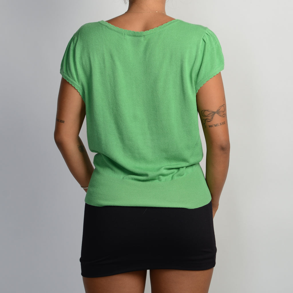 GREEN SHORT SLEEVE CARDIGAN