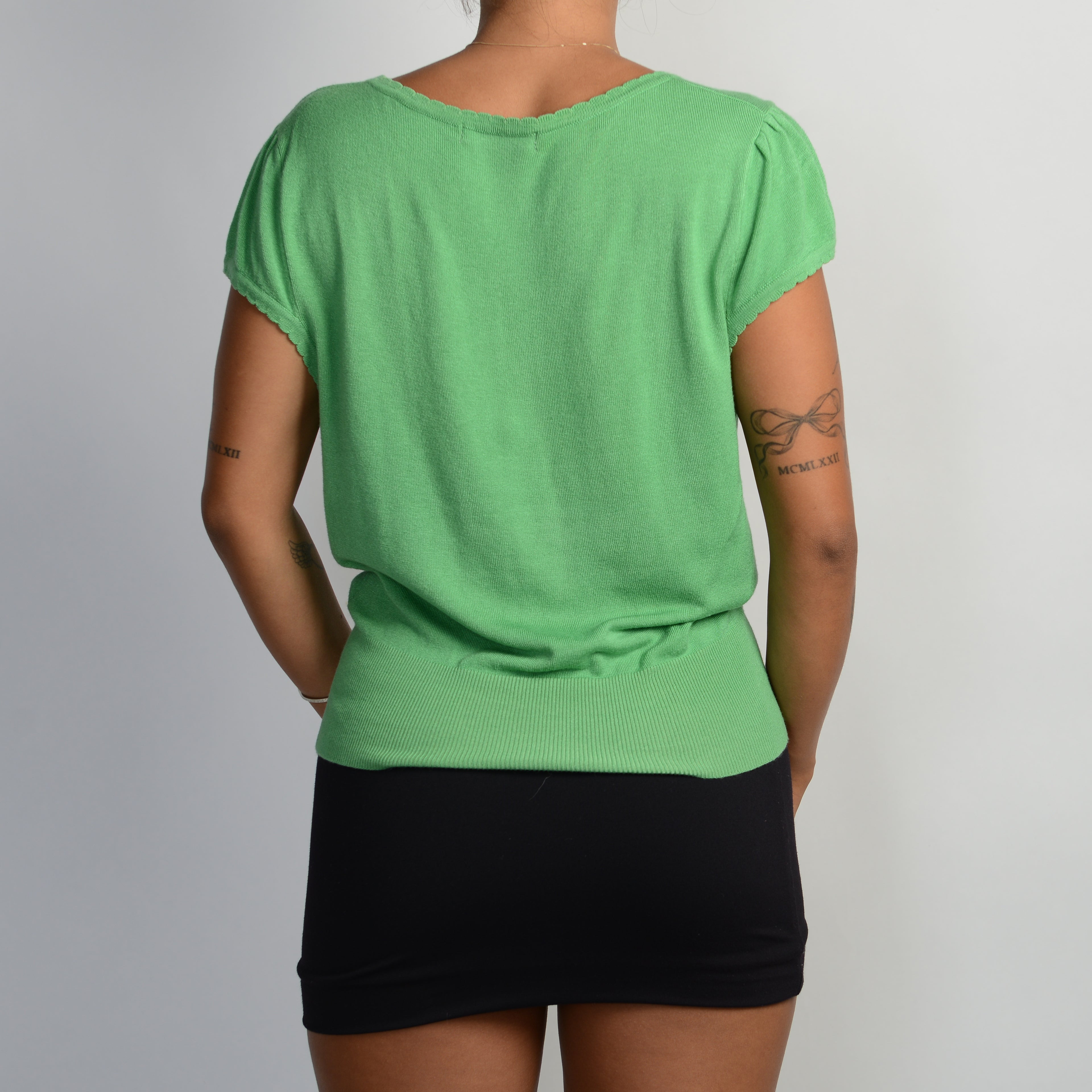 GREEN SHORT SLEEVE CARDIGAN