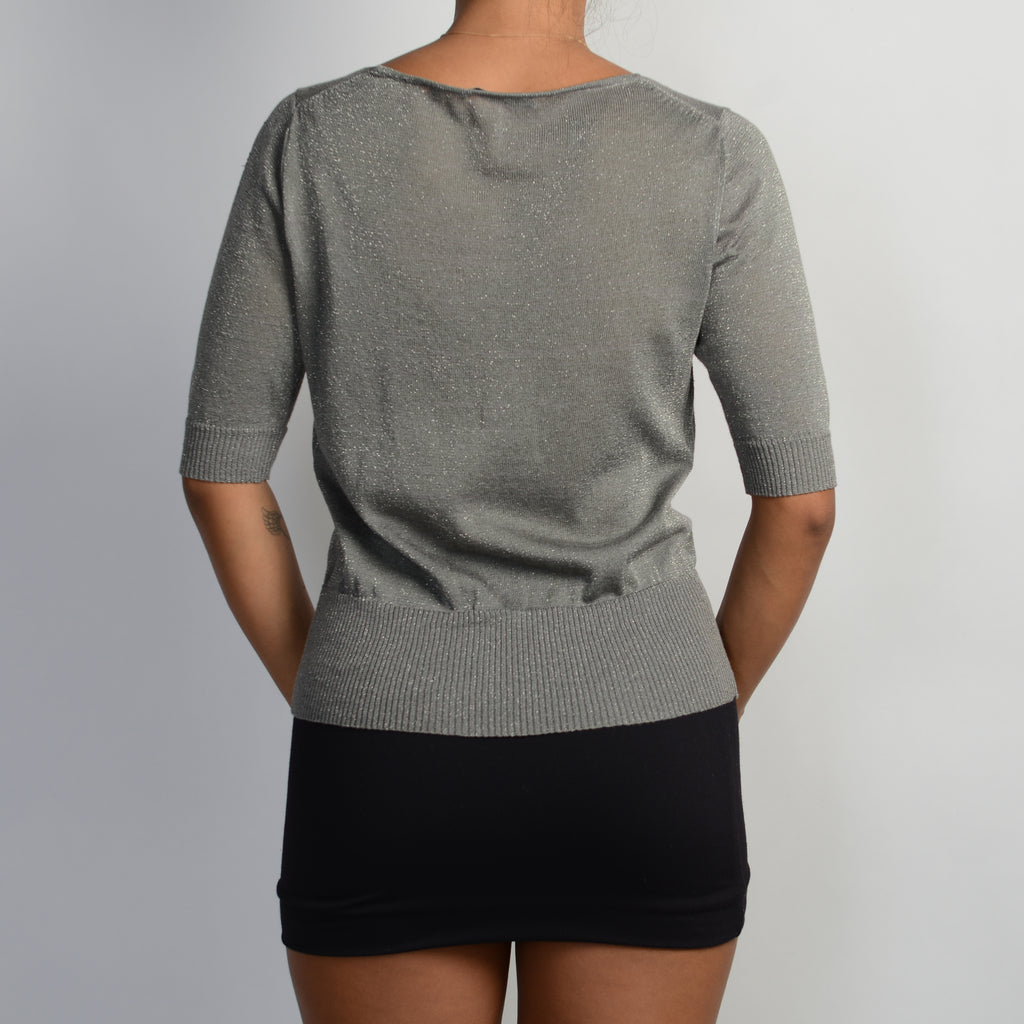 GREY 1/2 SLEEVE CARDIGAN