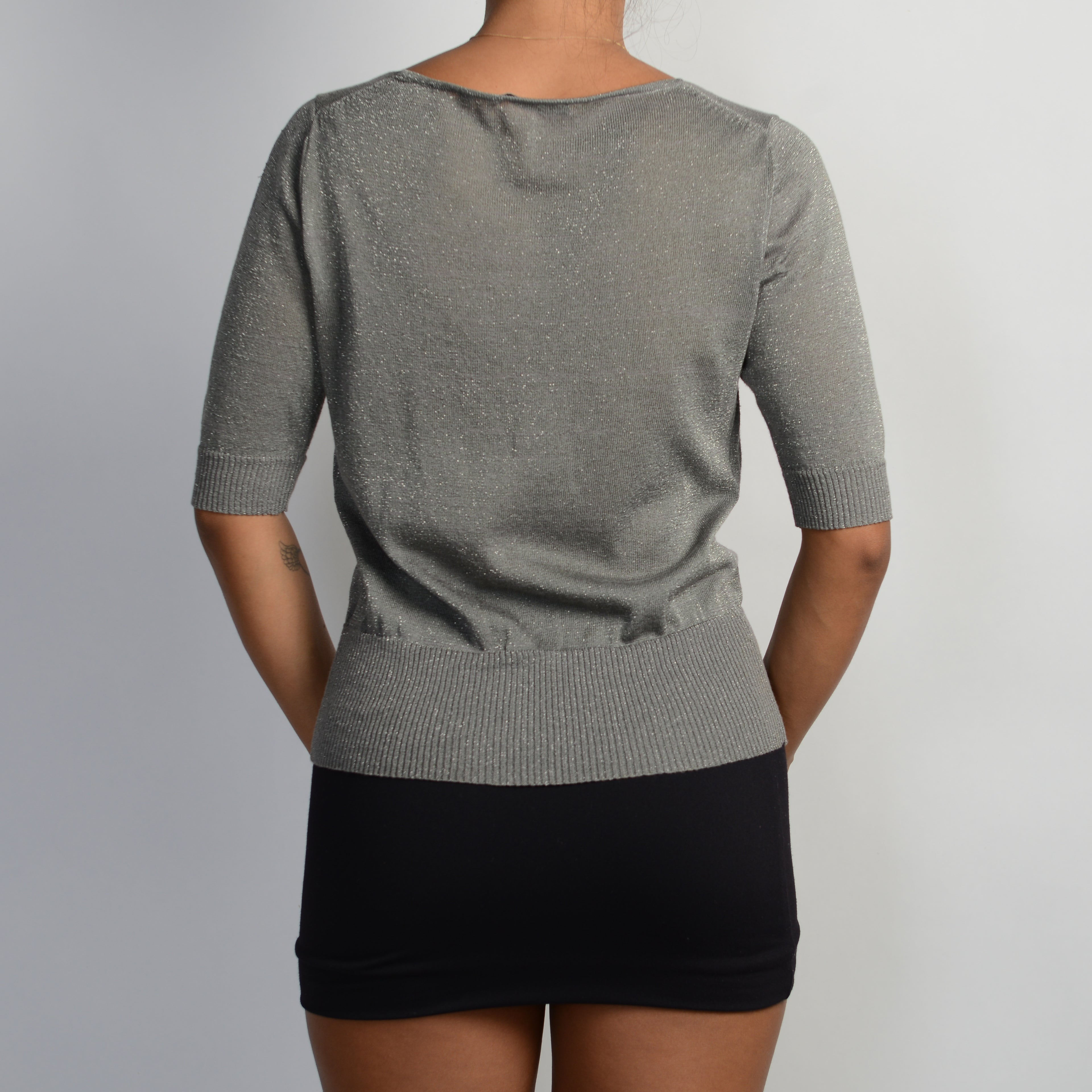 GREY 1/2 SLEEVE CARDIGAN