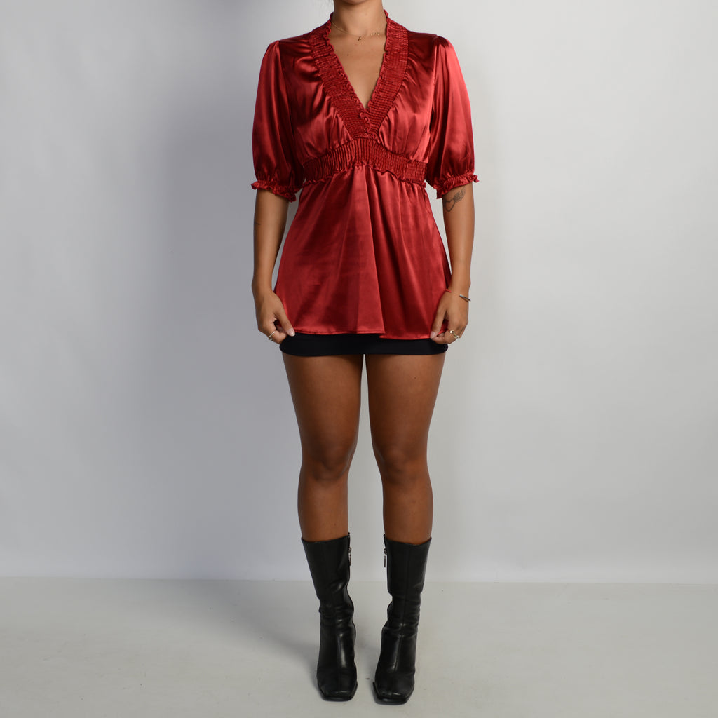 MAROON SATIN TOP