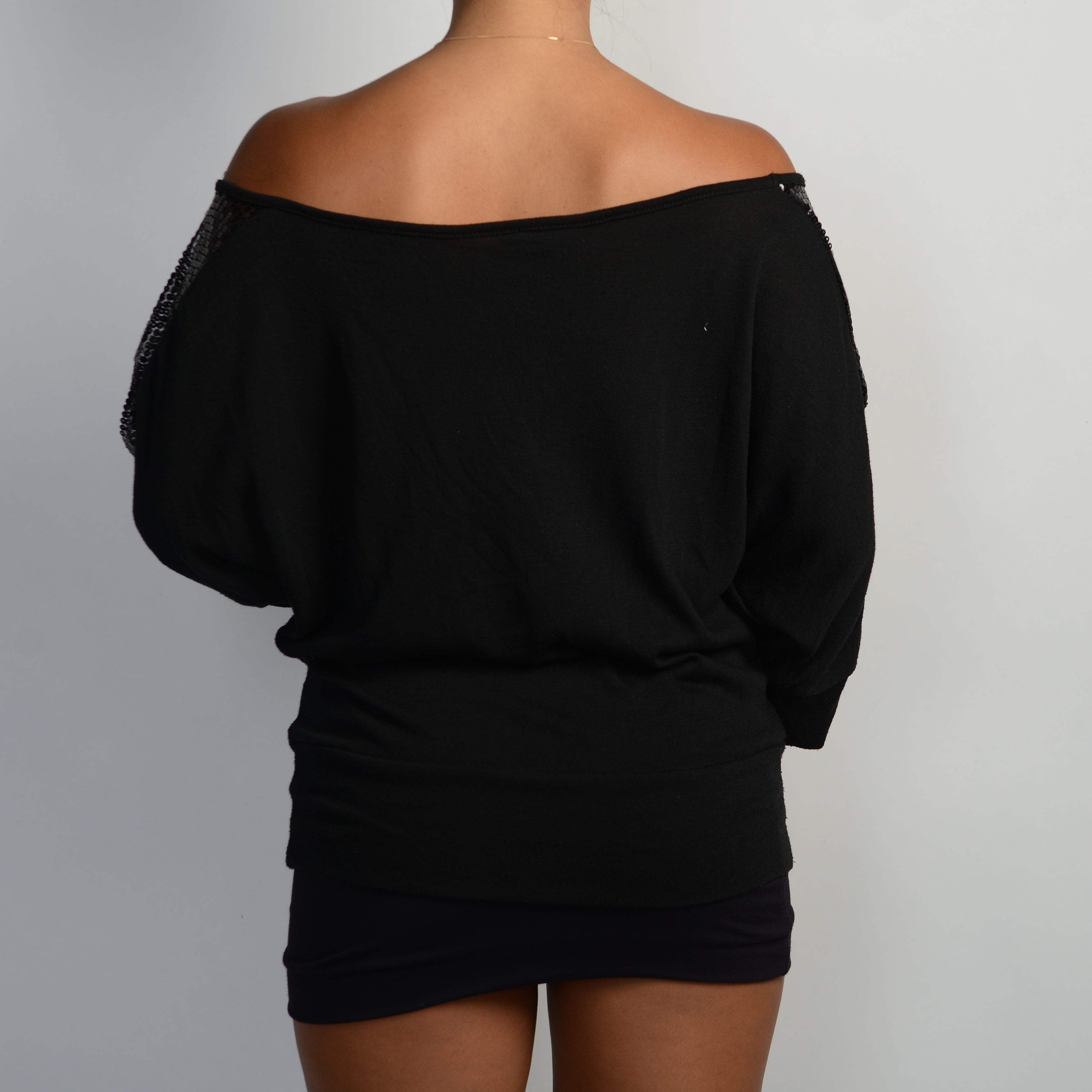 BLACK SEQUIN BATWING TOP