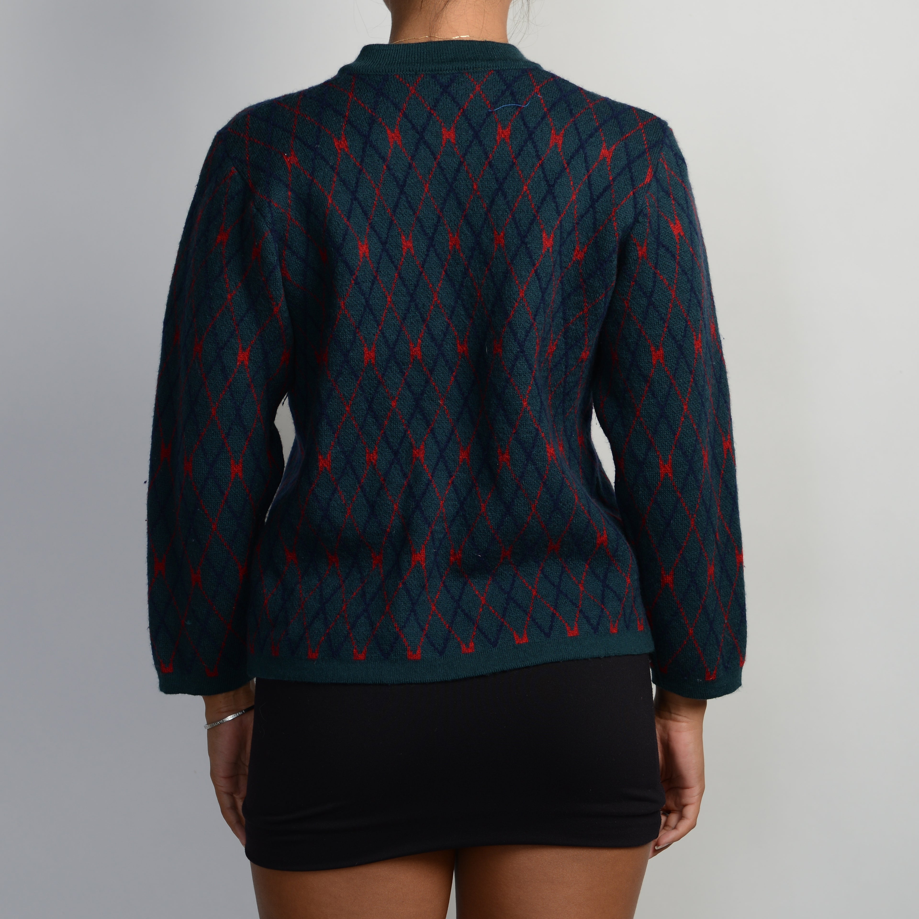 DARK GREEN PATTERN CARDIGAN