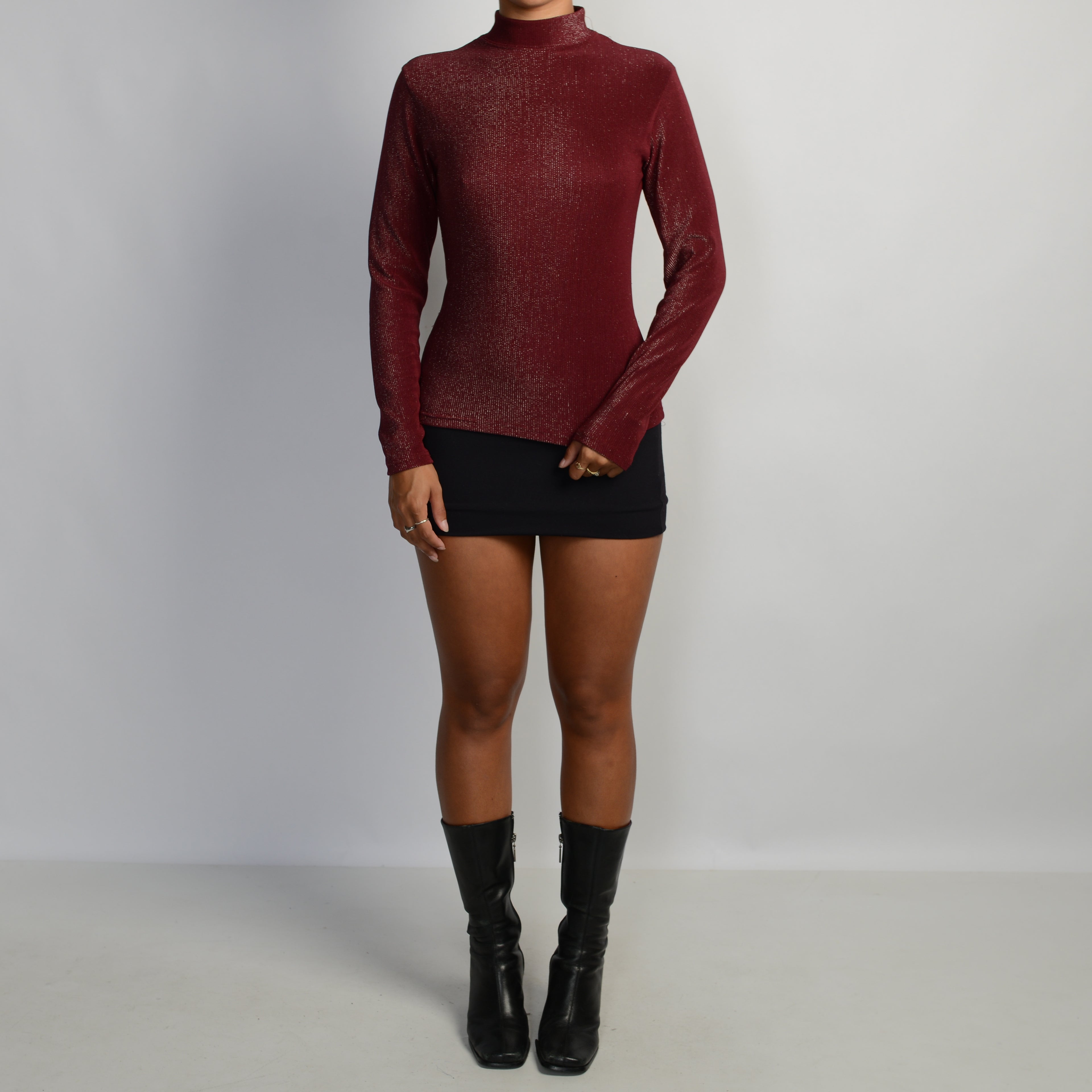 MAROON METALLIC TOP