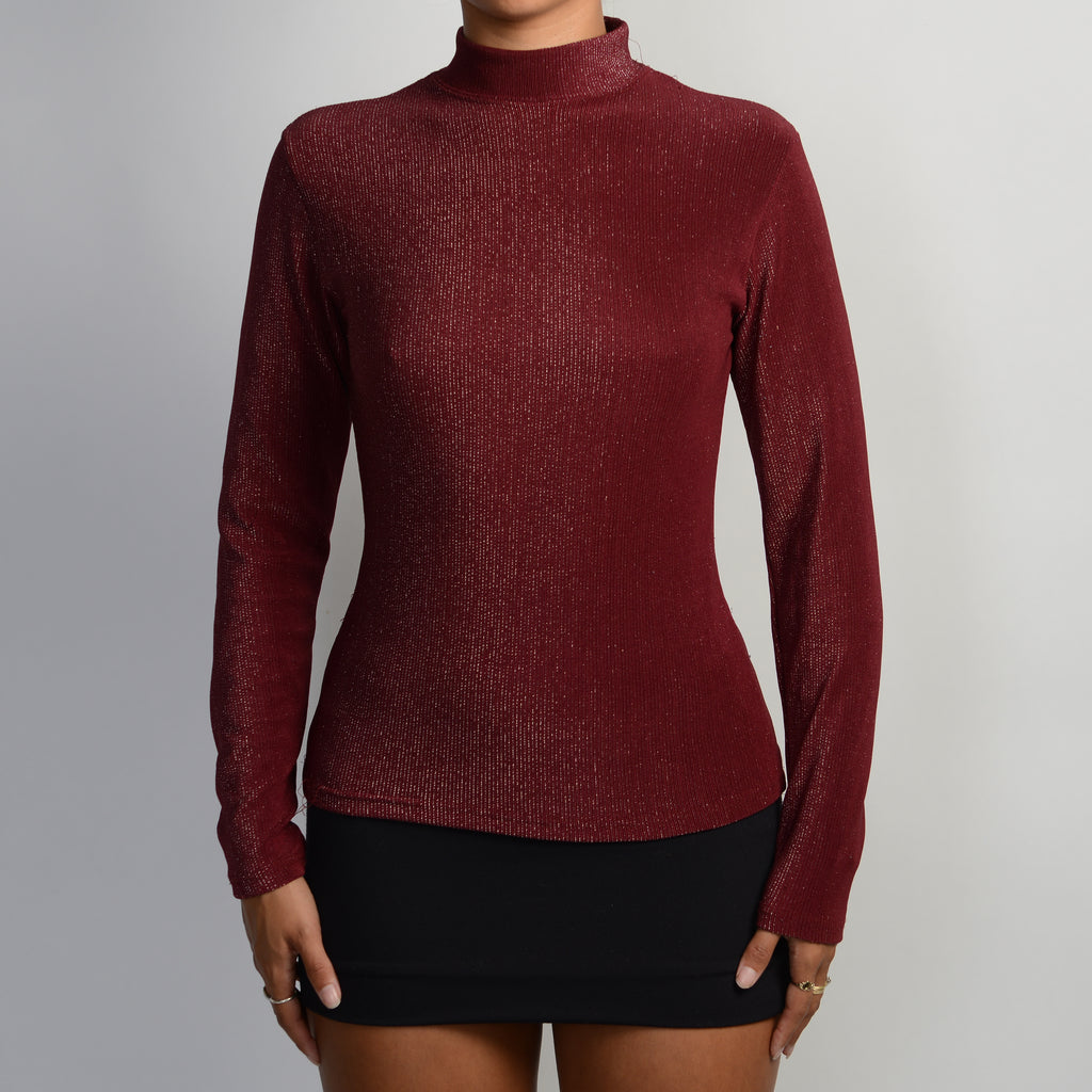 MAROON METALLIC TOP