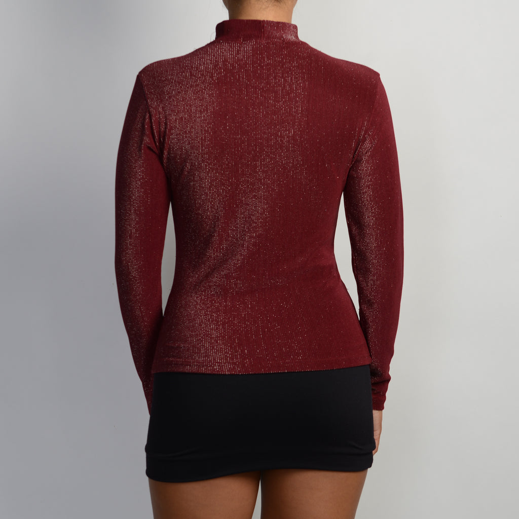 MAROON METALLIC TOP