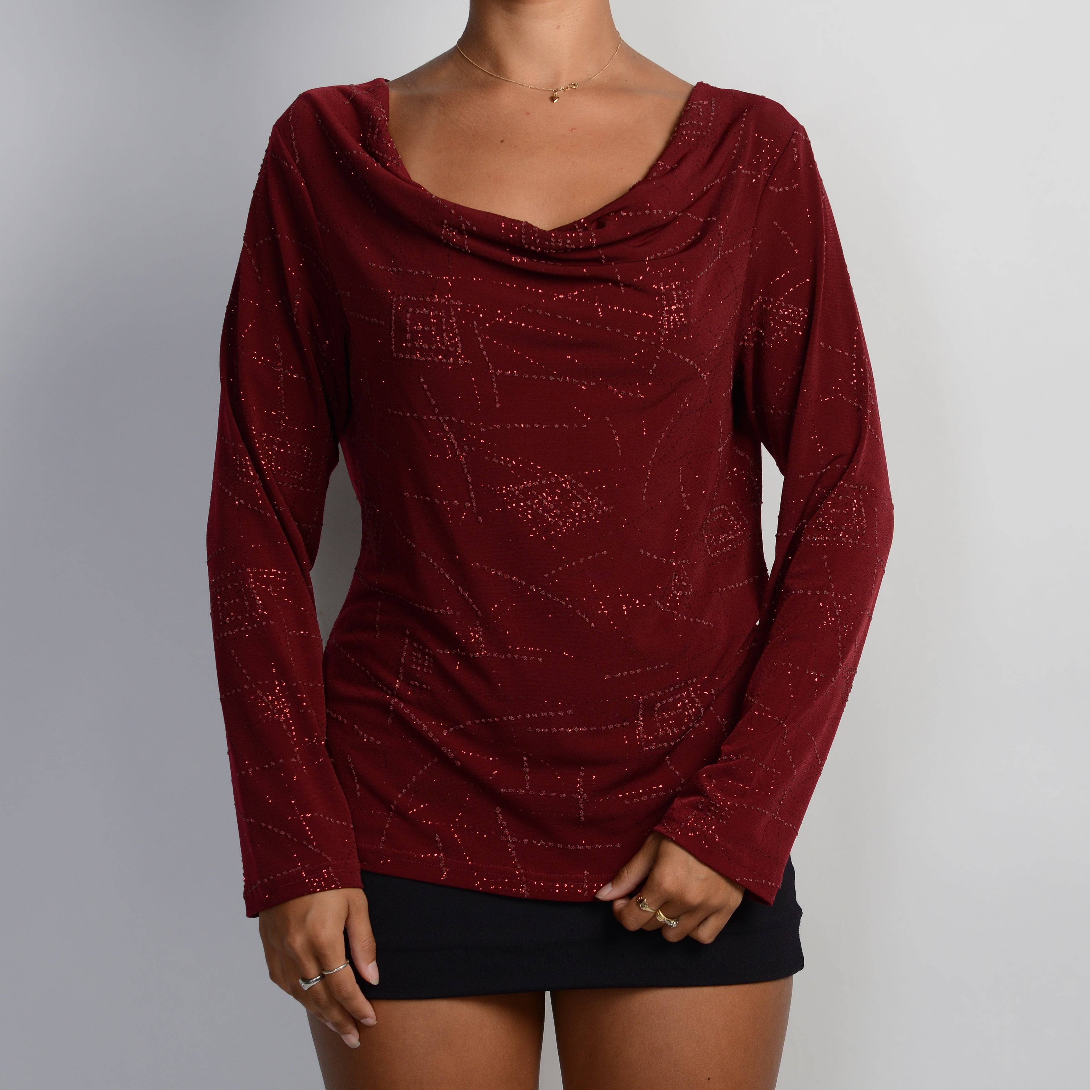 MAROON COWL NECK TOP