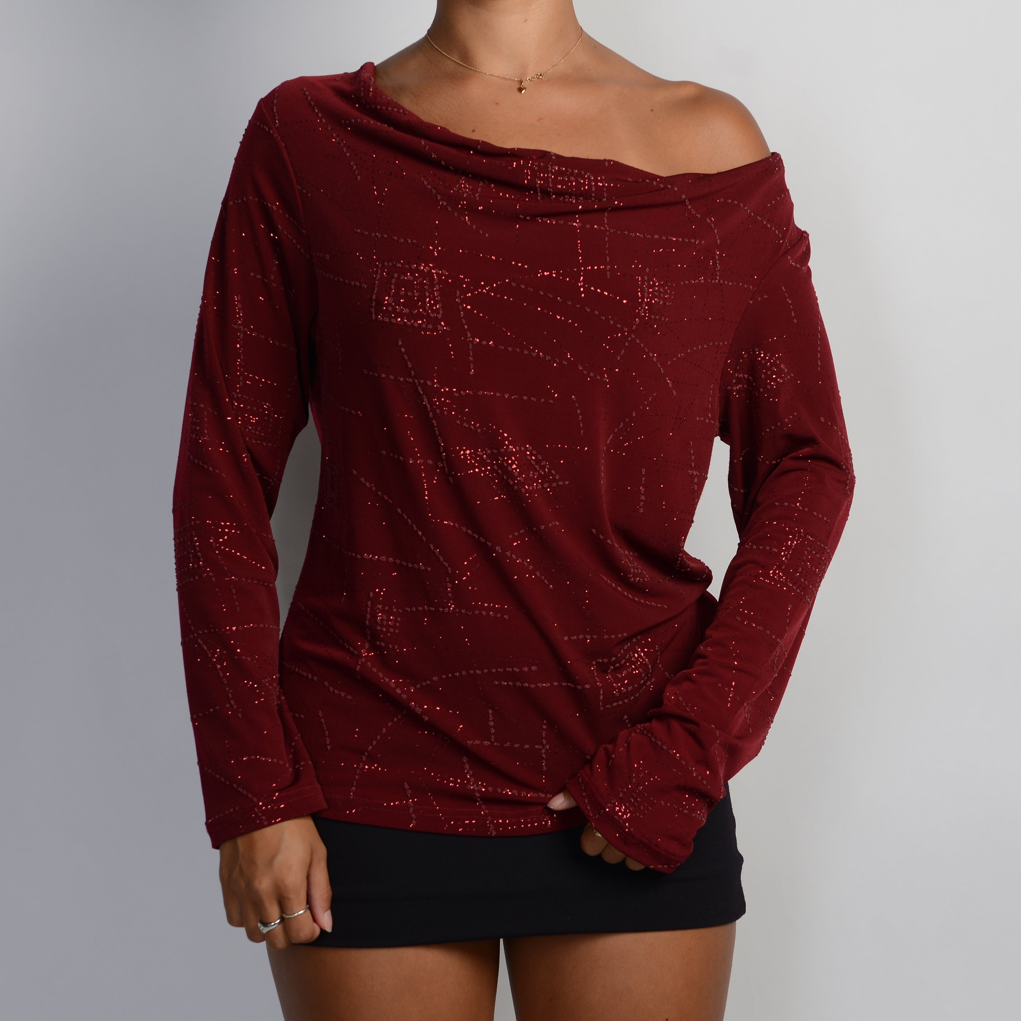 MAROON COWL NECK TOP