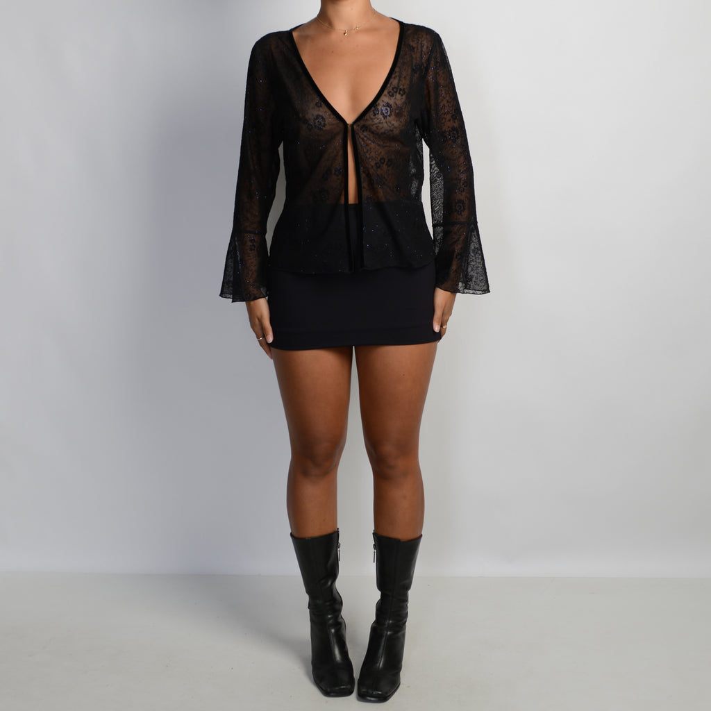 BLACK MESH GLITTER TOP